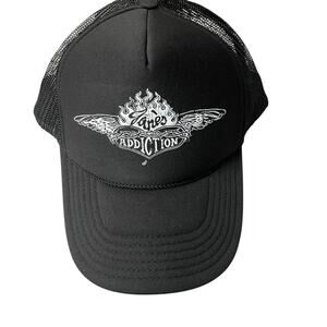 Janes Addiciton Trucker Hat Black Strapback Adjustable Music Rock Band Logo Otto